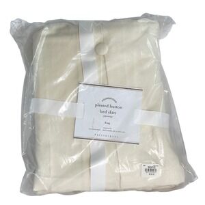 Pottery Barn Foundations Pleated Button King Bed Skirt Ivory 14 Inch Drop